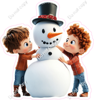 Winter - Kids Building Snowman