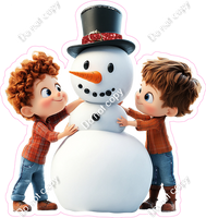 Winter - Kids Building Snowman