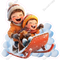 Winter - Kids on a Snow Sled