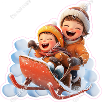 Winter - Kids on a Snow Sled