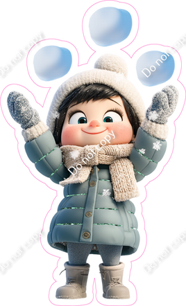 Winter - Kid with Snowballs