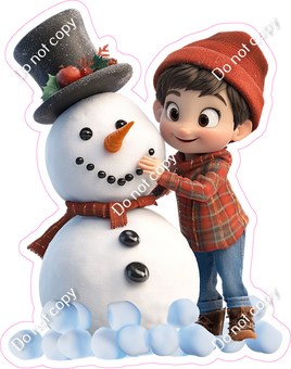 Winter - Kid Making Snowman