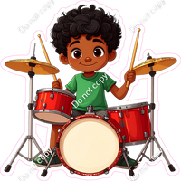 School Boy - Dark Skin Tone - Playing Drums