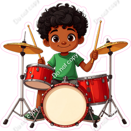 School Boy - Dark Skin Tone - Playing Drums