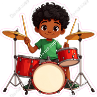 School Boy - Dark Skin Tone - Playing Drums