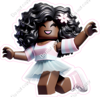 Roblox - Girl with White / Baby Pink Stripped Sweater