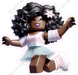 Roblox - Girl with White / Baby Pink Stripped Sweater