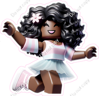 Roblox - Girl with White / Baby Pink Stripped Sweater