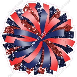 Sparkle Pom-Pom - Red & Navy Blue