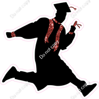 Teen Boy Jumping Graduation Silhouette
