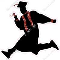 Teen Boy Jumping Graduation Silhouette