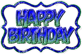 Sparkle Blue Green Ombre - XL3 Happy Birthday Statement