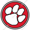 Red White Paw Mascot Logo