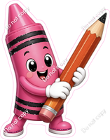 Pink Crayon Character