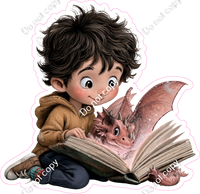 Kids with Magical Books - Boy Dragon