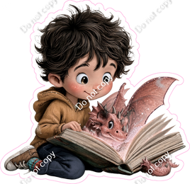 Kids with Magical Books - Boy Dragon