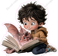 Kids with Magical Books - Boy Dragon
