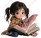 Kids with Magical Books - Girl Dragon