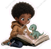 Kids with Magical Books - Boy Dinosaur