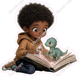 Kids with Magical Books - Boy Dinosaur