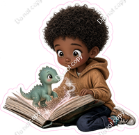 Kids with Magical Books - Boy Dinosaur