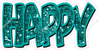 Happy Birthday - Teal Sparkle