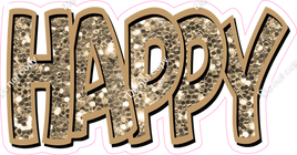 Happy Birthday - Khaki Sparkle