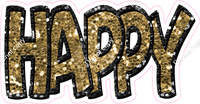 Happy Birthday - Black & Gold Sparkle