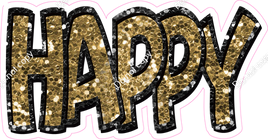 Happy Birthday - Black & Gold Sparkle
