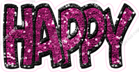 Happy Birthday - Black & Hot Pink Sparkle