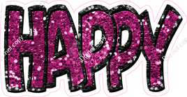 Happy Birthday - Black & Hot Pink Sparkle