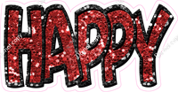 Happy Birthday - Black & Red Sparkle