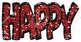 Happy Birthday - Black & Red Sparkle