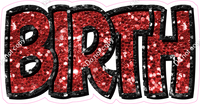 Happy Birthday - Black & Red Sparkle