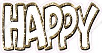 Happy Birthday - Gold & White Sparkle