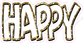 Happy Birthday - Gold & White Sparkle