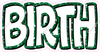 Happy Birthday - Green & White Sparkle