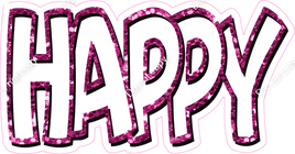 Happy Birthday - Hot Pink & White Sparkle