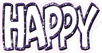 Happy Birthday - Purple & White Sparkle