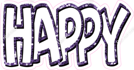 Happy Birthday - Purple & White Sparkle