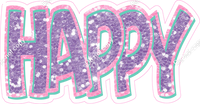 Happy Birthday - Baby Pink Lavender Mint Sparkle