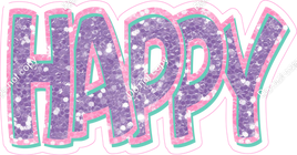 Happy Birthday - Baby Pink Lavender Mint Sparkle
