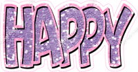 Happy Birthday - Baby Pink Lavender Sparkle