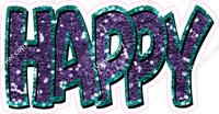 Happy Birthday - Teal Purple Sparkle