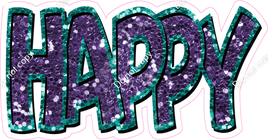 Happy Birthday - Teal Purple Sparkle