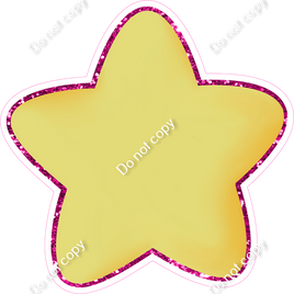 Round Soft Yellow Star with Hot Pink Sparkle