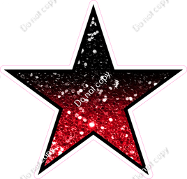 Sparkle - Black & Red Ombre Star - Outlined