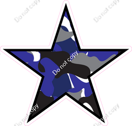 Blue Camo Star - Outlined