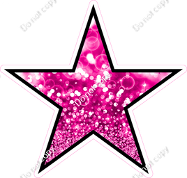 Bokeh - Hot Pink Star - Outlined