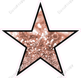 Bokeh - Rose Gold Star - Outlined